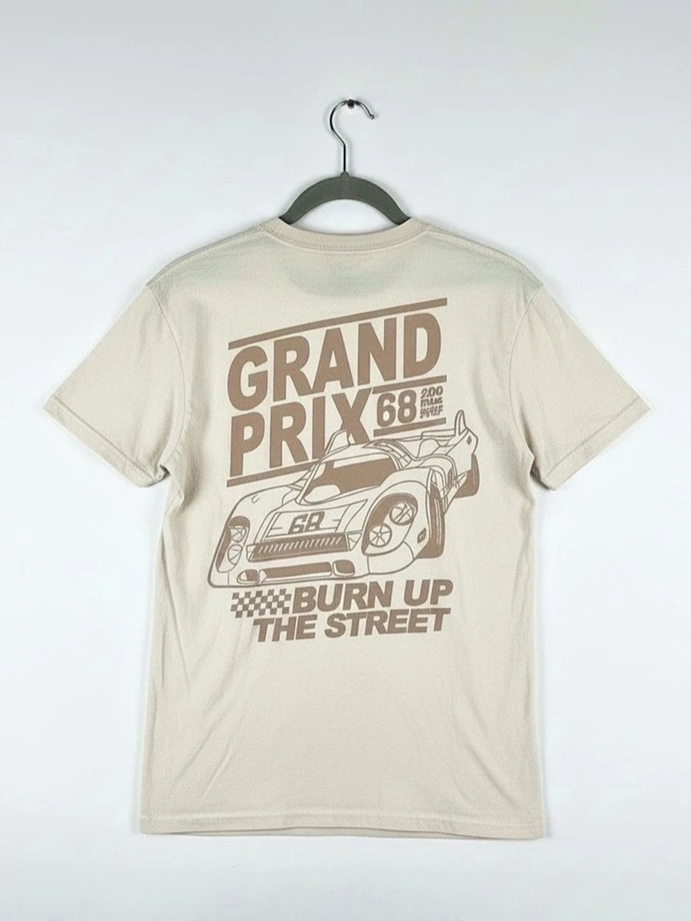 Sugar Flower Grand Prix 68 Burn Up The Street Graphic Tee in Cream